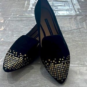 French connection black suede studded flat🎉Pricedrop🎉